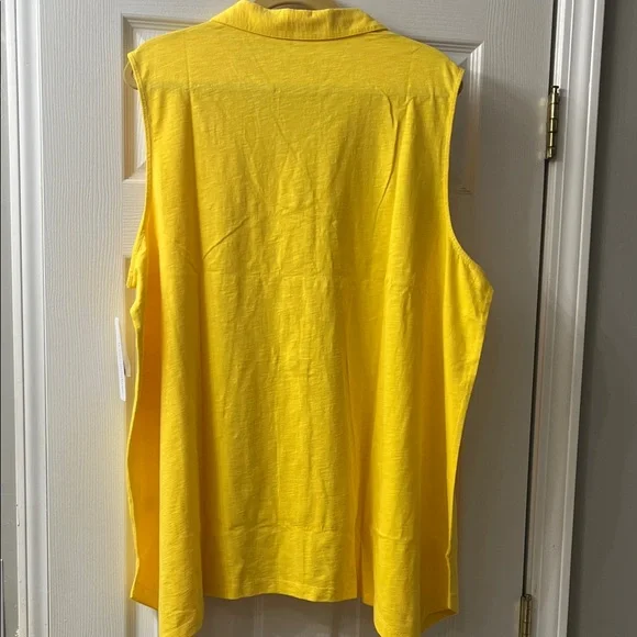💛💛Soft Surroundings Sunny Yellow Sleeveless Button-Down Shirt💛💛 - Picture 8 of 9
